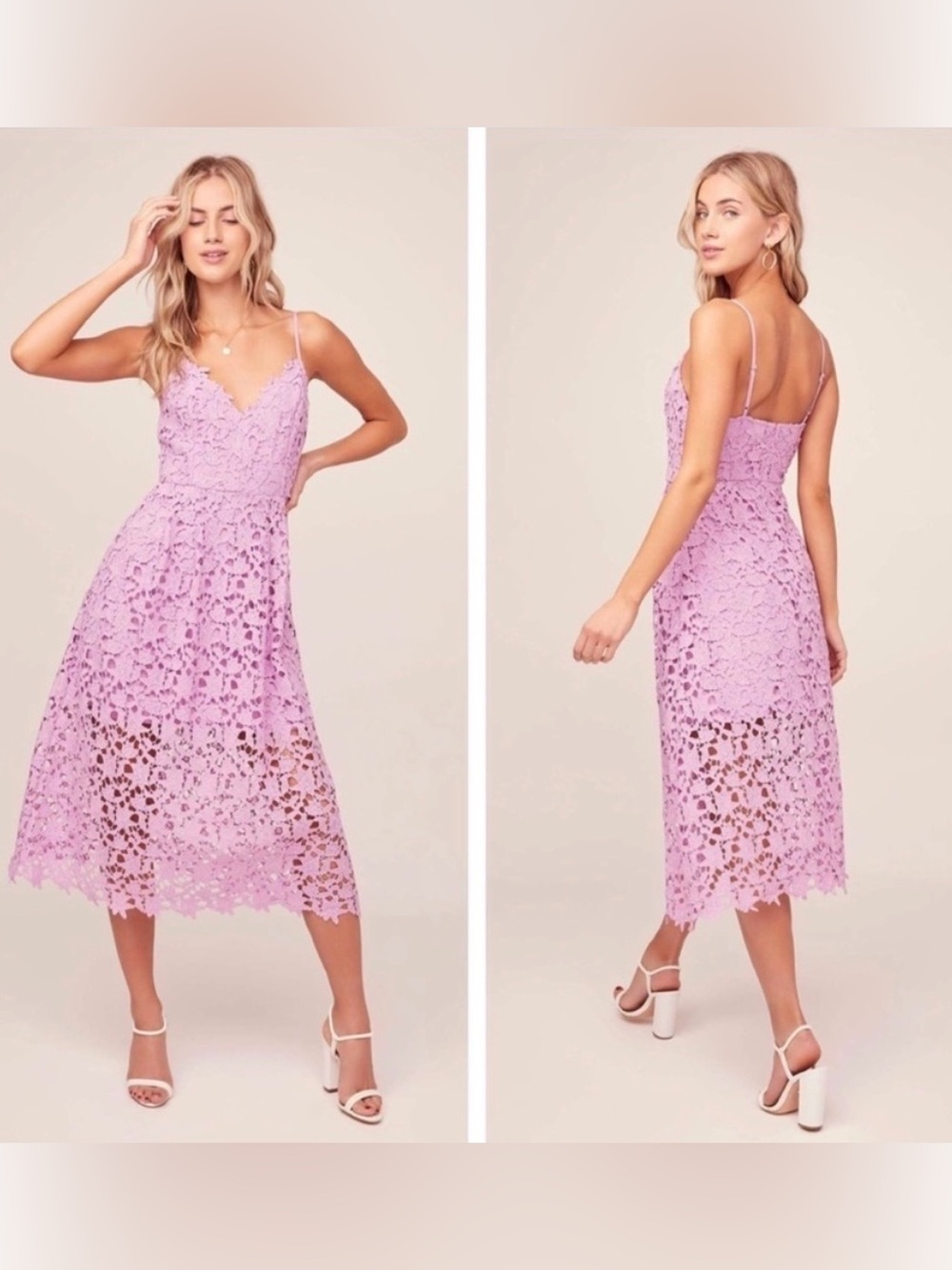 ASTR the Label Lavender Lilac Lace Midi Dress Size Small